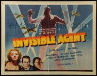 9w634 INVISIBLE AGENT 1/2sh '42 fx image of invisible man with WWII airplanes, Peter Lorre
