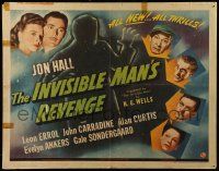 9w636 INVISIBLE MAN'S REVENGE 1/2sh '44 Jon Hall, H.G. Wells, cool special effects sci-fi artwork!