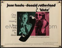9w661 KLUTE int'l 1/2sh '71 Donald Sutherland & Jane Fonda, dangling telephone art!
