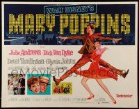 9w728 MARY POPPINS 1/2sh R73 Julie Andrews & Dick Van Dyke in Walt Disney's musical classic!