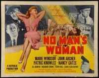 9w766 NO MAN'S WOMAN style A 1/2sh '55 art of gun pointing at sleazy bad girl Marie Windsor!