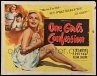 9w776 ONE GIRL'S CONFESSION 1/2sh '53 bad girl Cleo Moore is the kind of girl every man wants!