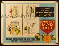 9w778 OPERATION MAD BALL style A 1/2sh '57 screwball comedy filmed entirely w/out Army co-operation!