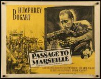 9w783 PASSAGE TO MARSEILLE 1/2sh R56 Humphrey Bogart escapes Devil's Island to fight Nazis!