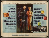 9w788 PETE KELLY'S BLUES 1/2sh '55 Jack Webb smoking & holding trumpet, sexy Janet Leigh!