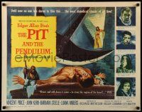 9w792 PIT & THE PENDULUM 1/2sh '61 Edgar Allan Poe's greatest terror tale, cool horror art!