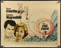 9w821 RAT RACE style B 1/2sh '60 close-up image & art of Debbie Reynolds, Tony Curtis!