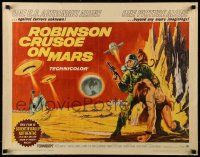 9w838 ROBINSON CRUSOE ON MARS 1/2sh '64 sci-fi art of Paul Mantee & his man Friday Victor Lundin!