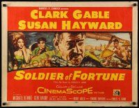 9w872 SOLDIER OF FORTUNE 1/2sh '55 art of Clark Gable with gun, plus sexy Susan Hayward!