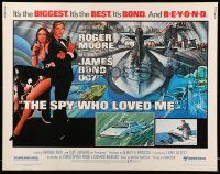 9w881 SPY WHO LOVED ME 1/2sh '77 great art of Roger Moore as James Bond 007 by Bob Peak!