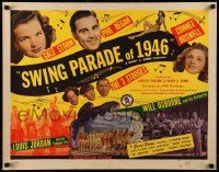 9w899 SWING PARADE OF 1946 1/2sh '45 Three Stooges with Curly, Louis Jourdan, Gale Storm, Regan