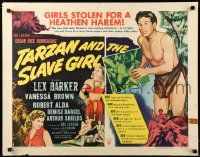 9w906 TARZAN & THE SLAVE GIRL style A 1/2sh '50 different art of Lex Barker w/animals & sexy women!