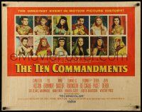 9w910 TEN COMMANDMENTS style B 1/2sh '56 art of Charlton Heston & Yul Brynner, Cecil B. DeMille