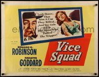 9w955 VICE SQUAD style A 1/2sh '53 Edward G. Robinson, film noir that stops you like a slug in chest