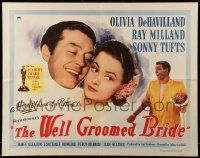 9w966 WELL GROOMED BRIDE style B 1/2sh '46 Olivia de Havilland & Ray Milland close up, Oscar!