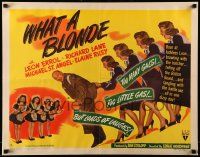 9w969 WHAT A BLONDE style B 1/2sh '45 Errol w/too many gals, too little gas but loads of laughs!