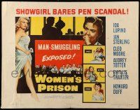 9w988 WOMEN'S PRISON 1/2sh '54 Ida Lupino & super sexy convict Cleo Moore, sensational scandal!