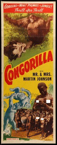 9w052 CONGORILLA insert R46 Osa & Martin Johnson, cool art of giant ape vs. lion!