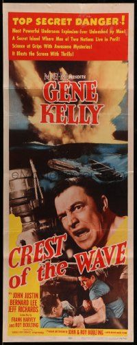 9w054 CREST OF THE WAVE insert '54 great close up of angry Gene Kelly at periscope of submarine!