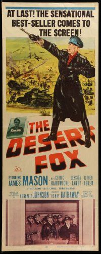 9w064 DESERT FOX insert '51 artwork of James Mason as Field Marshal Erwin Rommel at war!