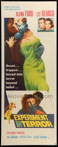 9w080 EXPERIMENT IN TERROR insert '62 Glenn Ford, Lee Remick, more tension than the heart can bear!