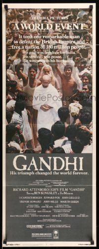 9w097 GANDHI insert '82 Ben Kingsley as The Mahatma, directed by Richard Attenborough!