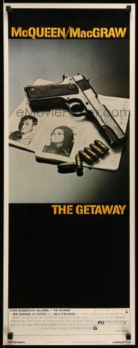 9w100 GETAWAY insert '72 Steve McQueen, Ali McGraw, Sam Peckinpah, cool gun & passports image!