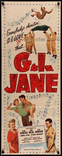 9w096 G.I. JANE insert '51 Tom Neal, Jean Porter, Iris Adrian, everyone's shouting G.I. love it!