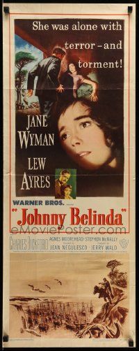 9w133 JOHNNY BELINDA insert '48 by Lew Ayres, Jane Wyman was alone with terror and torment!