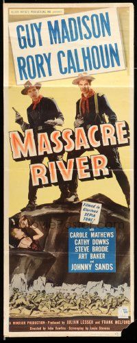 9w162 MASSACRE RIVER insert '49 Guy Madison & Rory Calhoun, pretty Carole Mathews, Civil War!