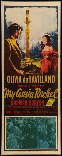 9w174 MY COUSIN RACHEL insert '53 artwork of pretty Olivia de Havilland & Richard Burton!