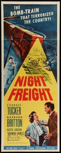 9w179 NIGHT FREIGHT insert '55 Forrest Tucker & the bomb-train that terrorized the country!