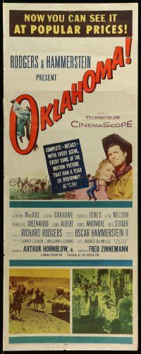 9w182 OKLAHOMA insert '56 Gordon MacRae, Shirley Jones, Rodgers & Hammerstein musical!