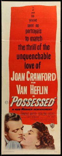9w203 POSSESSED insert '47 great romantic close image of Joan Crawford & Van Heflin!