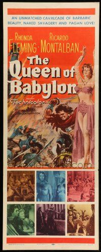 9w215 QUEEN OF BABYLON insert '56 art of sexy Rhonda Fleming, love's seven wonders of the world!