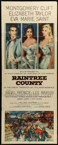 9w219 RAINTREE COUNTY insert '57 art of Montgomery Clift, Elizabeth Taylor & Eva Marie Saint!