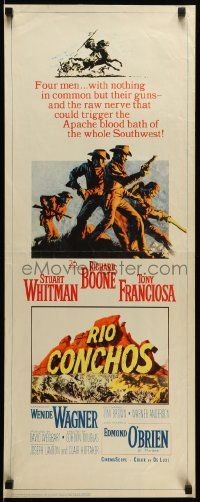 9w224 RIO CONCHOS insert '64 cool art of cowboys Richard Boone, Stuart Whitman & Tony Franciosa!