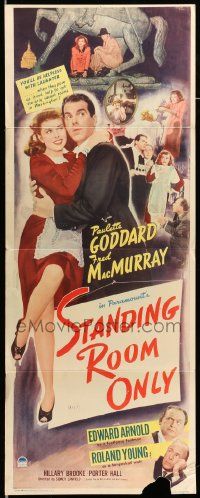 9w269 STANDING ROOM ONLY insert '44 art of housemaid Paulette Goddard held by Fred MacMurray!