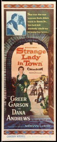 9w274 STRANGE LADY IN TOWN insert '55 Greer Garson, Dana Andrews, Cameron Mitchell