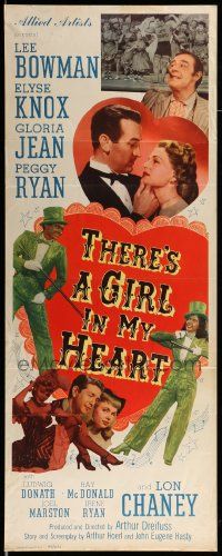 9w293 THERE'S A GIRL IN MY HEART insert '49 pretty Elyse Knox, Gloria Jean & Peggy Ryan!