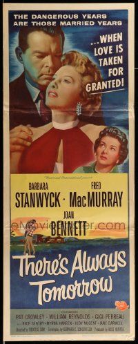 9w294 THERE'S ALWAYS TOMORROW insert '56 Fred MacMurray torn between Stanwyck & Joan Bennett!