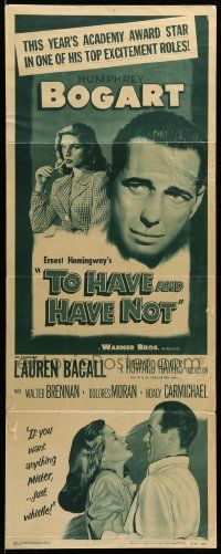 9w305 TO HAVE & HAVE NOT insert R52 Humphrey Bogart, sexy Lauren Bacall, Hawks & Hemingway!