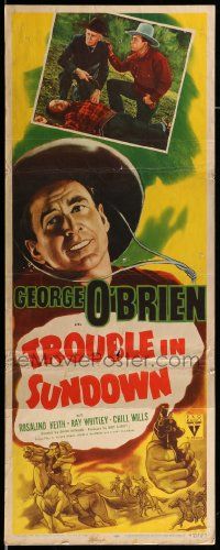 9w314 TROUBLE IN SUNDOWN insert R47 cowboy George O'Brien in western action!