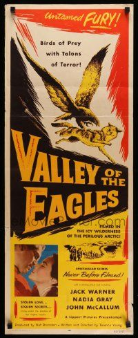 9w326 VALLEY OF THE EAGLES insert '52 combat with savage wolves, English Arctic thriller!