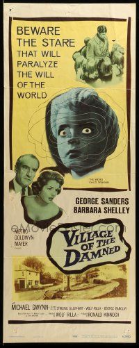 9w329 VILLAGE OF THE DAMNED insert '60 George Sanders, beware the stare that will paralyze!