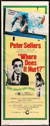 9w341 WHERE DOES IT HURT insert '72 wacky image of doctor Peter Sellers, only where you laugh!