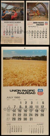 9x259 LOT OF 3 UNION PACIFIC RAILROAD CALENDARS '58, '67, '80 cool train images for each month!