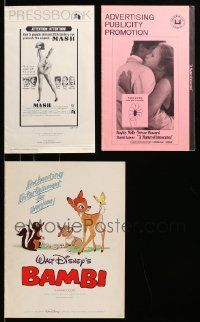 9x113 LOT OF 1 UNCUT AND 2 CUT PRESSBOOKS '60s-70s MASH, Matter of Innocence, Bambi!