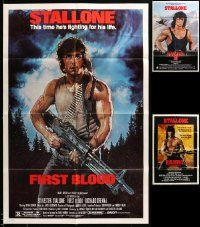 9x076 LOT OF 3 FOLDED ONE-SHEETS FROM RAMBO MOVIES '80s great images of Sylvester Stallone!