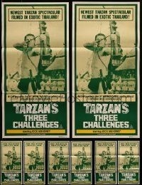 9x138 LOT OF 12 FOLDED TARZAN'S THREE CHALLENGES AUSTRALIAN DAYBILLS R70s c/u of Jock Mahoney!